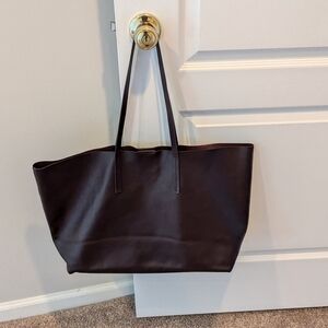 Massimo Dutti Nappa Leather Tote Bag-Worn Twice (Burgundy)